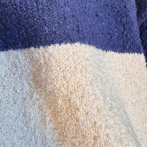 Altar'd State Blue and Cream Rugby Striped Button Up Sweater Tufted Textured L - Picture 10 of 12